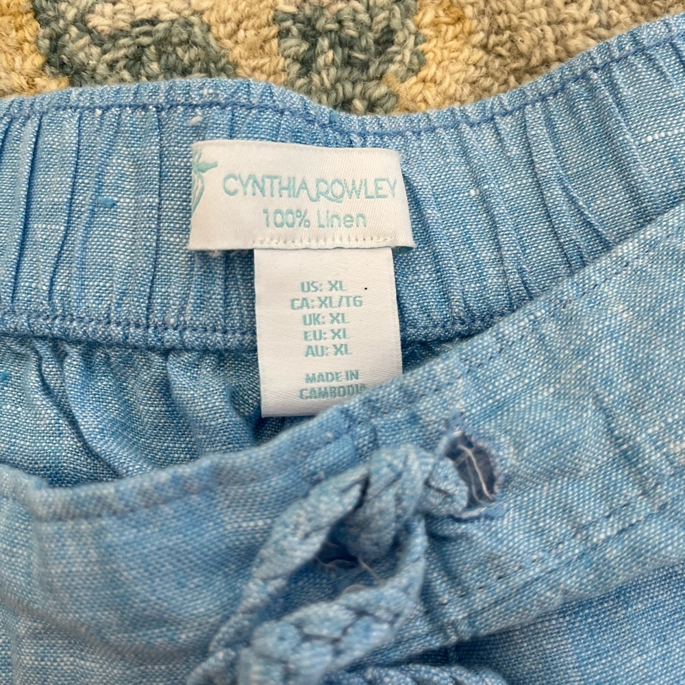 100% linen chambray shorts size extra large - Picture 3 of 8